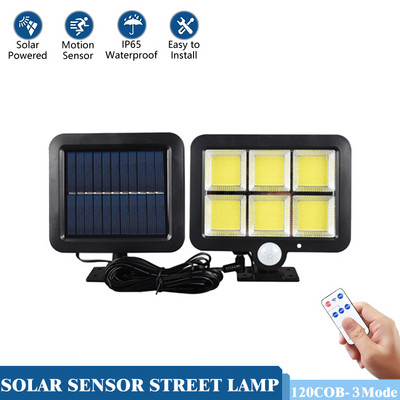 Lumină solară COB LED în aer liber Lumina soarelui Lampă de perete cu senzor de mișcare PIR impermeabilă Lampă de securitate stradală de urgență Decor pentru grădină