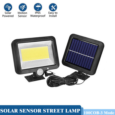 Lumină solară COB LED în aer liber Lumina soarelui Lampă de perete cu senzor de mișcare PIR impermeabilă Lampă de securitate stradală de urgență Decor pentru grădină