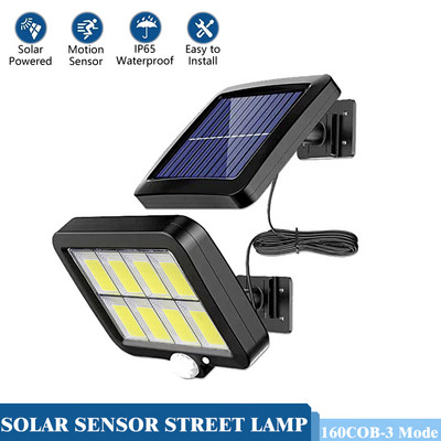 Lumină solară COB LED în aer liber Lumina soarelui Lampă de perete cu senzor de mișcare PIR impermeabilă Lampă de securitate stradală de urgență Decor pentru grădină