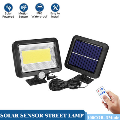 Lumină solară COB LED în aer liber Lumina soarelui Lampă de perete cu senzor de mișcare PIR impermeabilă Lampă de securitate stradală de urgență Decor pentru grădină