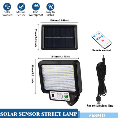 Lumină solară COB LED în aer liber Lumina soarelui Lampă de perete cu senzor de mișcare PIR impermeabilă Lampă de securitate stradală de urgență Decor pentru grădină