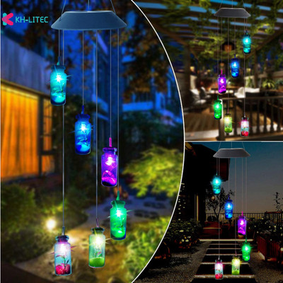 Värvimuutev päikeseenergia tuulekell koolibri ingel liblikas veekindel välikaunistustuli siseõue aia jaoks