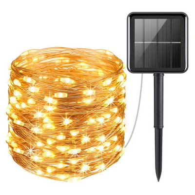 Lumină solară în aer liber impermeabilă 50/100/200/300 șir de lampă LED pentru vacanță, petrecere de Crăciun, ghirlandă de lumini de grădină
