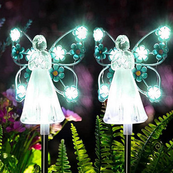 Ηλιακό LED Αγγελικό Φως Αδιάβροχο Εξωτερικού Χώρου Διακόσμηση Χλοοτάπητα Φωτιστικό Κήπου Φωτάκια Πάσσαλος Φωτισμός Τοπίου Χριστουγεννιάτικα Φωτάκια