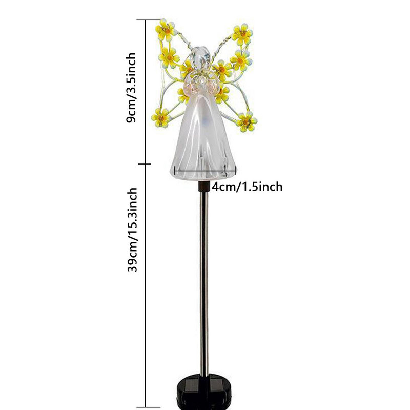 Lumină solară cu LED-uri înger, în aer liber, impermeabilă, pentru curtea, pentru decorarea gazonului. Lumină pentru grădină