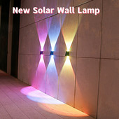 Lampă solară cu 2 LED-uri, impermeabilă, în aer liber, pentru decorarea grădinii, Iluminare în sus și în jos Iluminare luminoasă pentru stradă, balcon, grădină, vilă