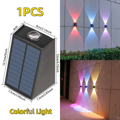 Lampă solară cu 2 LED-uri, impermeabilă, în aer liber, pentru decorarea grădinii, Iluminare în sus și în jos Iluminare luminoasă pentru stradă, balcon, grădină, vilă