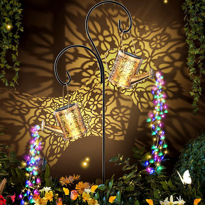 Слънчева лейка със светлини за струни Градинска декорация Светлини за лейка LED лейка Лампа за декорация на тревни площи на открито