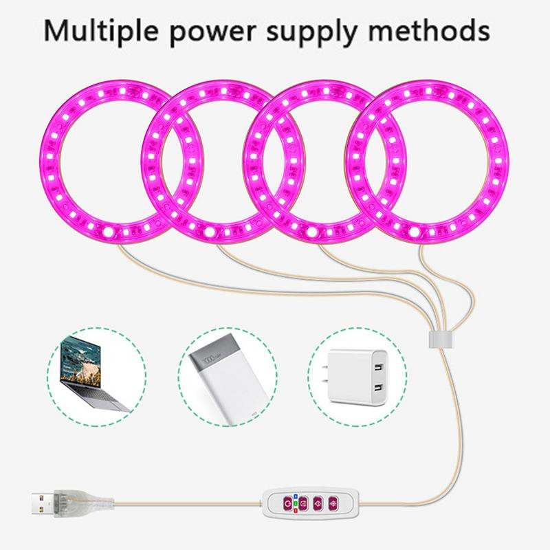 Augu audzēšanas gredzenu lampa iekštelpu pilna spektra gredzens LED augu augšanas gaisma 3 krāsu spektra augu augšanas gaismas gredzens iekštelpu augiem