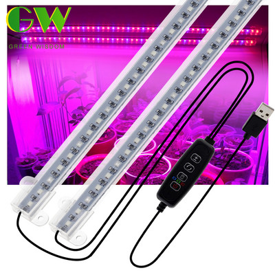 Szabályozható LED-es növekedési lámpa, teljes spektrumú USB beltéri növénynövekedési lámpaszalag vezérlő LED-sávokkal üvegházhatású zöldségpalántákhoz