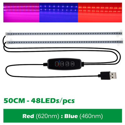 Szabályozható LED-es növekedési lámpa, teljes spektrumú USB beltéri növénynövekedési lámpaszalag vezérlő LED-sávokkal üvegházhatású zöldségpalántákhoz