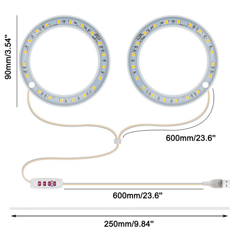 LED gaismas gredzens augšanas gaisma DC5V USB pilna spektra fitolampas audzēšanas lampas apgaismojums mājas augi stādi augšana ziedi iekštelpām