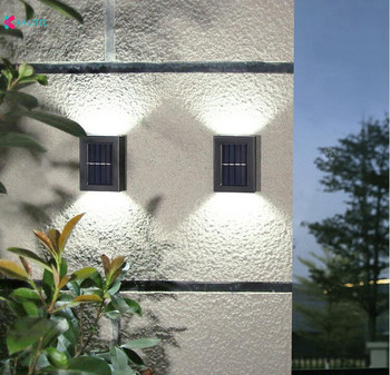1/2PC Слънчева стенна лампа Външна градинска домакинска водоустойчива стенна лампа Светлина нагоре и надолу Градинска ограда Декоративно външно осветление