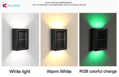 1/2PC Lampă solară de perete în aer liber grădină de uz casnic Lampă de perete rezistentă la apă Iluminare în sus și în jos gard de grădină Iluminat decorativ în aer liber