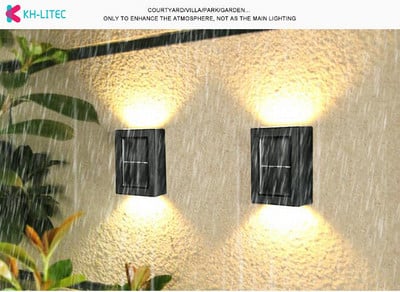 1/2PC Lampă solară de perete în aer liber grădină de uz casnic Lampă de perete rezistentă la apă Iluminare în sus și în jos gard de grădină Iluminat decorativ în aer liber