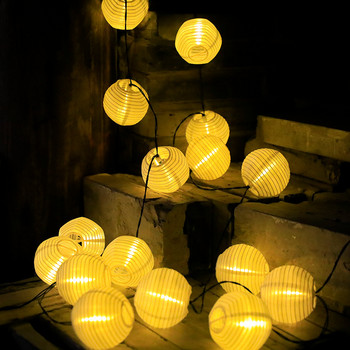 Водоустойчив фенер Слънчева струна Приказни светлини 6.5M 30 LED Външен гирлянд Светлина за вътрешен двор Слънчева лампа Коледа за градински декор