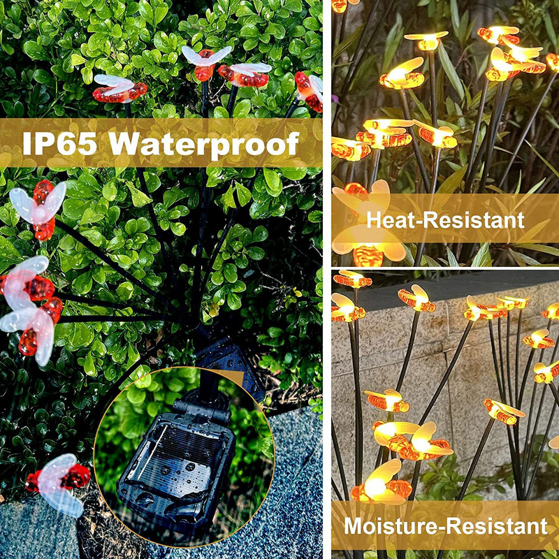 Saulės LED šviesa Lauko sodo apdaila Kraštovaizdžio šviestuvai Fejerverkai Bičių lempa Vejos kiemas Kiemas Kaimo namas Terasa Balkono Dekoras