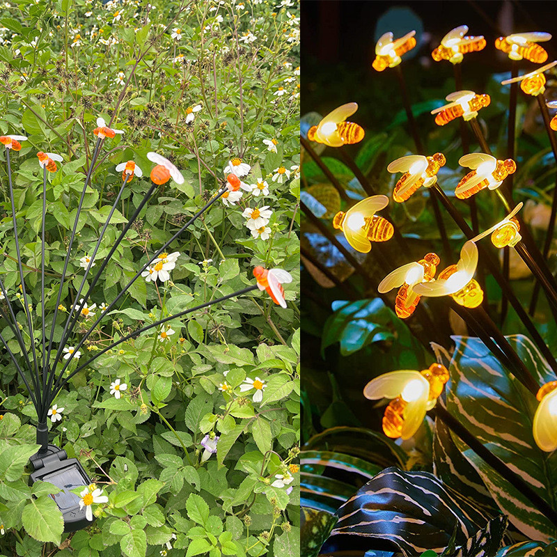 Saulės LED šviesa Lauko sodo apdaila Kraštovaizdžio šviestuvai Fejerverkai Bičių lempa Vejos kiemas Kiemas Kaimo namas Terasa Balkono Dekoras