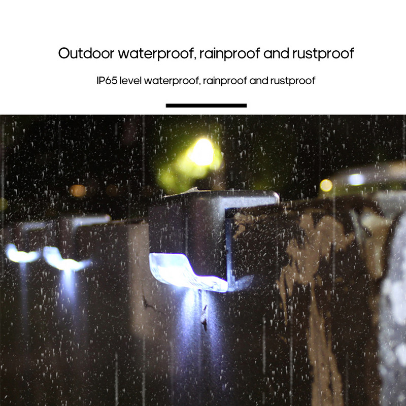 4 buc LED Lampă solară Cale Scară Lumină de perete în aer liber impermeabilă Grădină Peisaj Trepte Scară Lumini de punte Balcon Gard Lumină solară