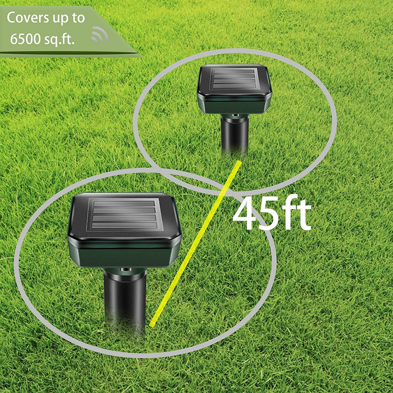 Solar Mouse Repeller Vibration Ultrasonic Farm Outdoor Electronic LED Snake Ενσωματωμένη μπαταρία IP64