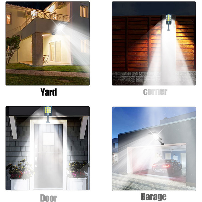 2000 W napelemes kültéri lámpa 360 COB Erőteljes napelemes lámpa mozgásérzékelő, 3 üzemmódú vízálló napelemes kerti utcai lámpa
