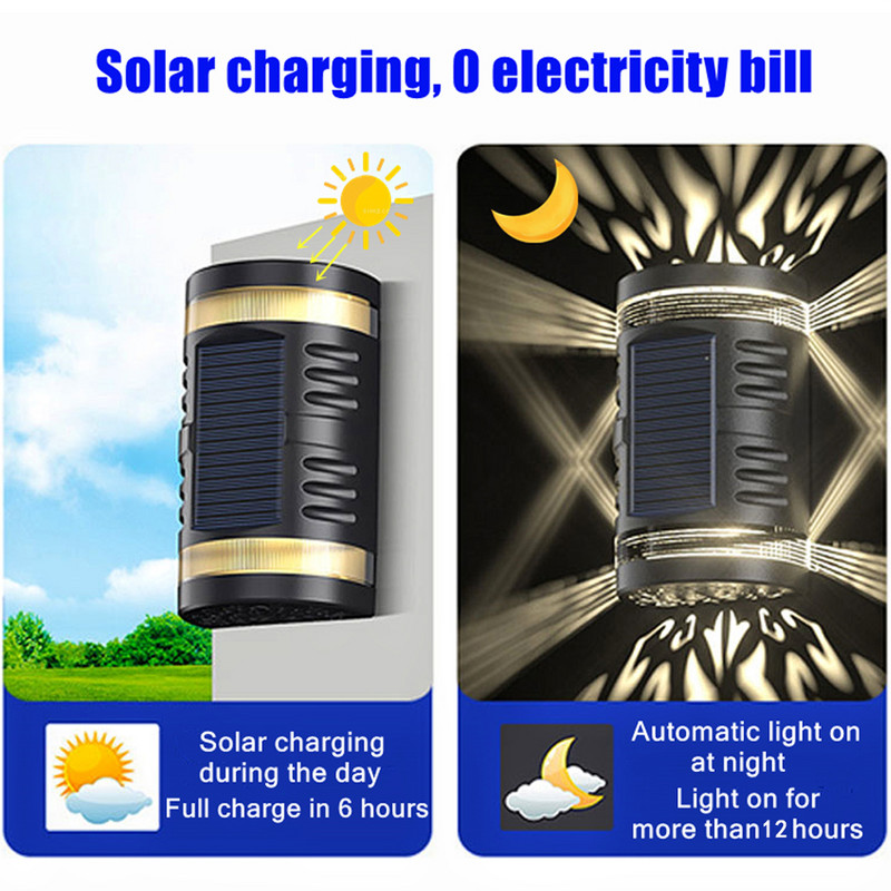 Lampă solară de perete de exterior cu LED Mobilier de grădină rezistent la apă Lumina soarelui Grădină cu energie solară Mașină de spălat perete Balcon Decor de grădină