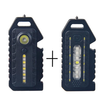 Mini LED raudonos mėlynos peties taktinis policijos žibintuvėlis USB įkraunamas žibintuvėlis avarinis švilpukas raktų pakabuko lemputė dviračio įspėjamoji lemputė