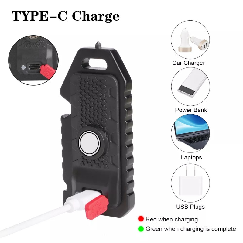 Mini LED raudonos mėlynos peties taktinis policijos žibintuvėlis USB įkraunamas žibintuvėlis avarinis švilpukas raktų pakabuko lemputė dviračio įspėjamoji lemputė