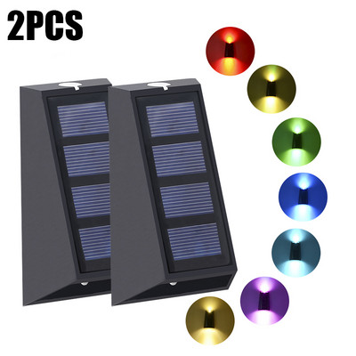 Lumini solare de perete RGB Ip65, impermeabile, în aer liber, care schimbă culoarea, decorarea grădinii, lampă solară, lumină de gard, scară.
