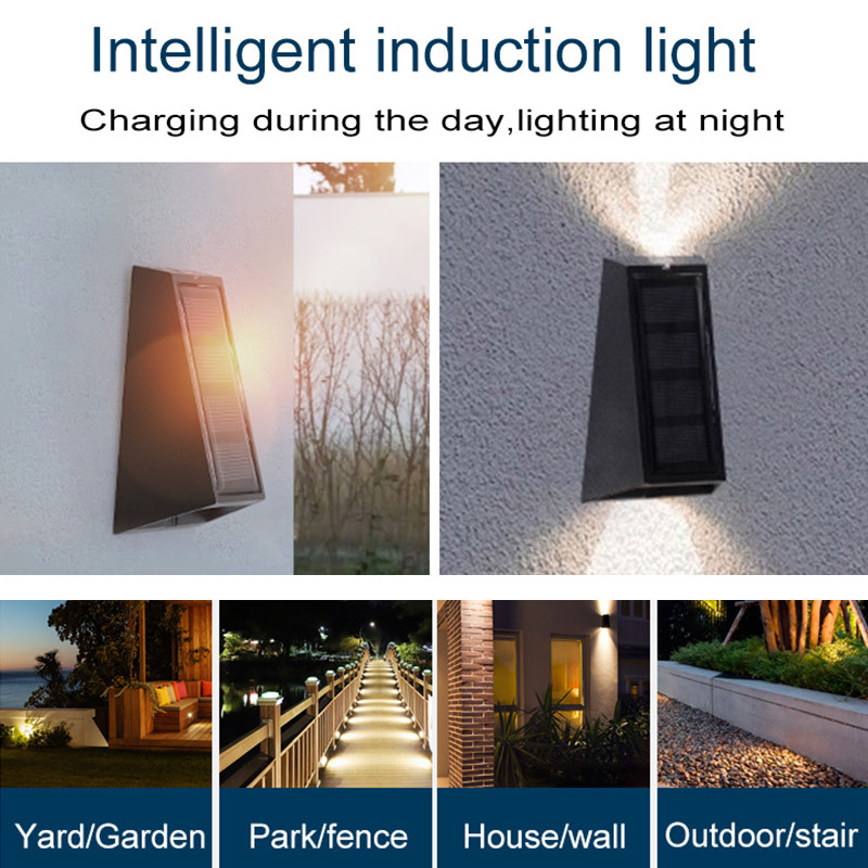 Lumini solare de perete RGB Ip65, impermeabile, în aer liber, care schimbă culoarea, decorarea grădinii, lampă solară, lumină de gard, scară.