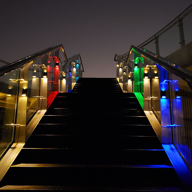 Lumini solare de perete RGB Ip65, impermeabile, în aer liber, care schimbă culoarea, decorarea grădinii, lampă solară, lumină de gard, scară.