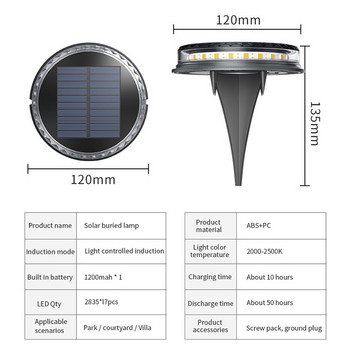 17LED Solar Ground Light Outdoor Garden IP65 Waterproof Solar Lights for Lawn Pathway Patio Landscape Decoration