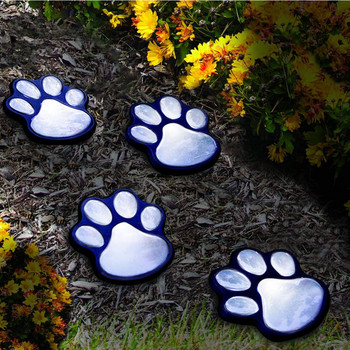 4 τμχ/Σετ Φώτα εκτύπωσης ηλιακών ποδιών Bear Dog Cat Animal Garden Lights Paw Lamp Pathway Lawn Yard Διακοσμήσεις εξωτερικού χώρου Εκτύπωση ποδιών LED
