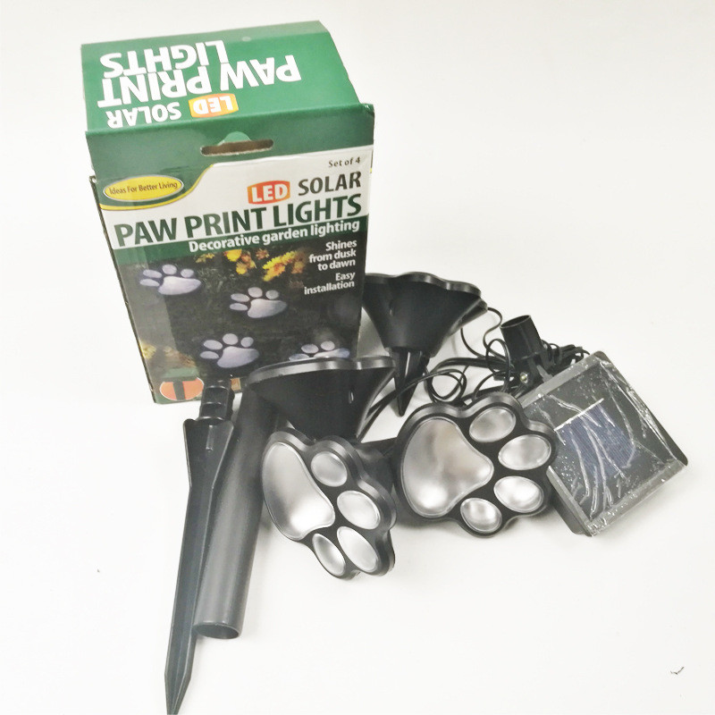 4 buc/Set Lumini solare cu imprimare labei Urs Câine Pisică Animale Lumini pentru grădină Lampă cu labe Calea peluza Curtea Decorații în aer liber Amprenta picioarelor LED