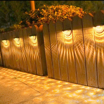 4бр. LED слънчева светлина Декорация на дворна градина Външно осветление Лампа Стъпки Ограда Стенни лампи Водоустойчиви вътрешни слънчеви лампи