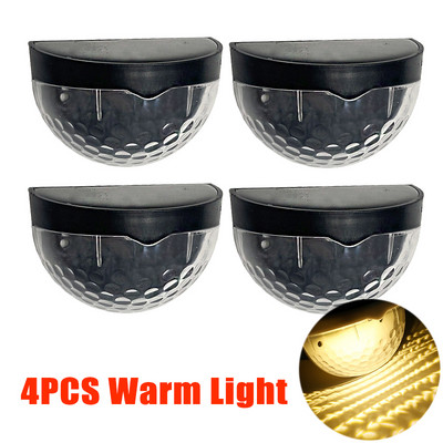 4vnt LED saulės šviesos kiemo sodo apdaila lauko apšvietimo lempos laipteliai tvoros sieniniai šviestuvai vandeniui atsparūs kiemo saulės energijos lempos