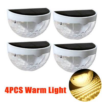 4vnt LED saulės šviesos kiemo sodo apdaila lauko apšvietimo lempos laipteliai tvoros sieniniai šviestuvai vandeniui atsparūs kiemo saulės energijos lempos