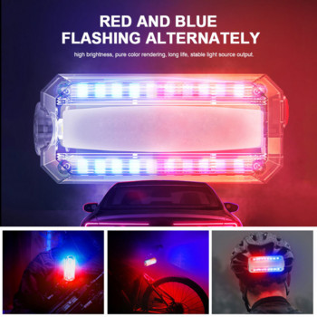 Червена синя светлинна LED аварийна предупредителна светлина Полицейска щипка за рамо Фенерче Външно бягане Водоустойчива акумулаторна защитна работна лампа