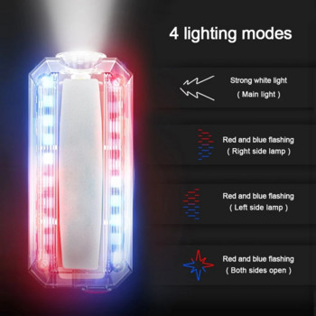 Червена синя светлинна LED аварийна предупредителна светлина Полицейска щипка за рамо Фенерче Външно бягане Водоустойчива акумулаторна защитна работна лампа