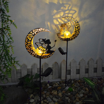 Led слънчеви светлини Външна водоустойчива Луна Фея Лампа за морава Градински слънчеви лампи за пътека Пейзаж Двор Градина Декорация