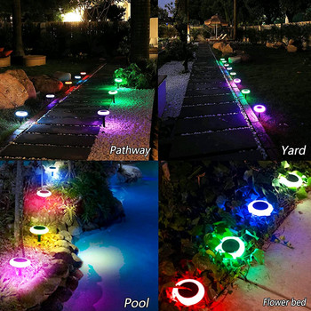 Слънчеви подземни светлини, градинска градина, цветна външна водоустойчива LED декорация атмосфера, светлини за морава и заземяване