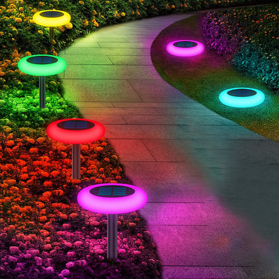 Слънчеви подземни светлини, градинска градина, цветна външна водоустойчива LED декорация атмосфера, светлини за морава и заземяване