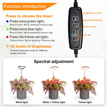 USB Phytolamp για φυτά Angel Ring Grow Light με χρονοδιακόπτη DC5V Led Full Spectrum Phyto Lamp για φυτά λουλουδιών εσωτερικού χώρου