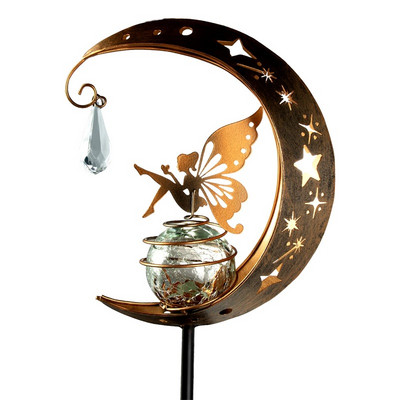 Fairy Solar Light lempa Lauko LED šviesa Metalinis mėnulio angelas Statulėlės Vejos peizažas kiemo takui Sodo puošmena Skulptūra