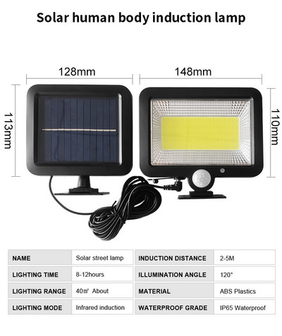 Új kültéri kerti napelemes lámpa távirányító Power LED lámpa 3 fokozatú indukciós fali lámpa forgatható utcai lámpa kemping