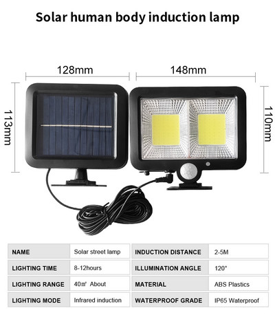 Új kültéri kerti napelemes lámpa távirányító Power LED lámpa 3 fokozatú indukciós fali lámpa forgatható utcai lámpa kemping