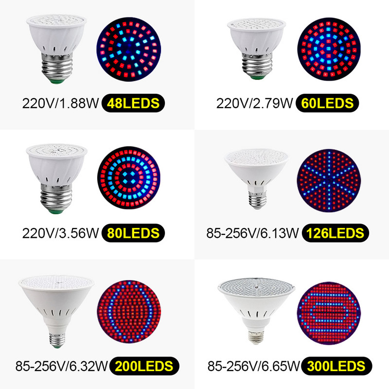 Led Grow Light Grow Lámpa Beltéri világítás Hidroponikus növekedés LightE27 Fitolámpa növényi lámpához Teljes spektrumú növekedési sátor lámpa