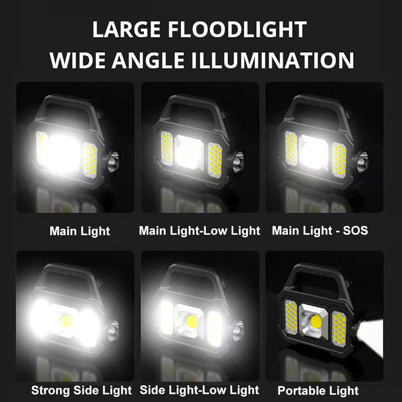 Lanternă reîncărcabilă de 500 lm, rezistentă la apă, cu 6 trepte, lanternă portabilă puternică, încărcare solară USB pentru drumeții în camping