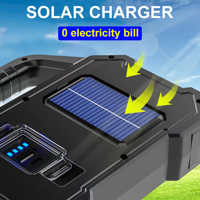 Lanternă reîncărcabilă de 500 lm, rezistentă la apă, cu 6 trepte, lanternă portabilă puternică, încărcare solară USB pentru drumeții în camping