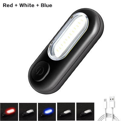 LED sarkana zila policijas gaisma ar klipsi USB uzlādējams plecu mirgojošs Uzmanību Avārijas brīdinājums Drošības COB lāpas velosipēda aizmugurējais lukturis